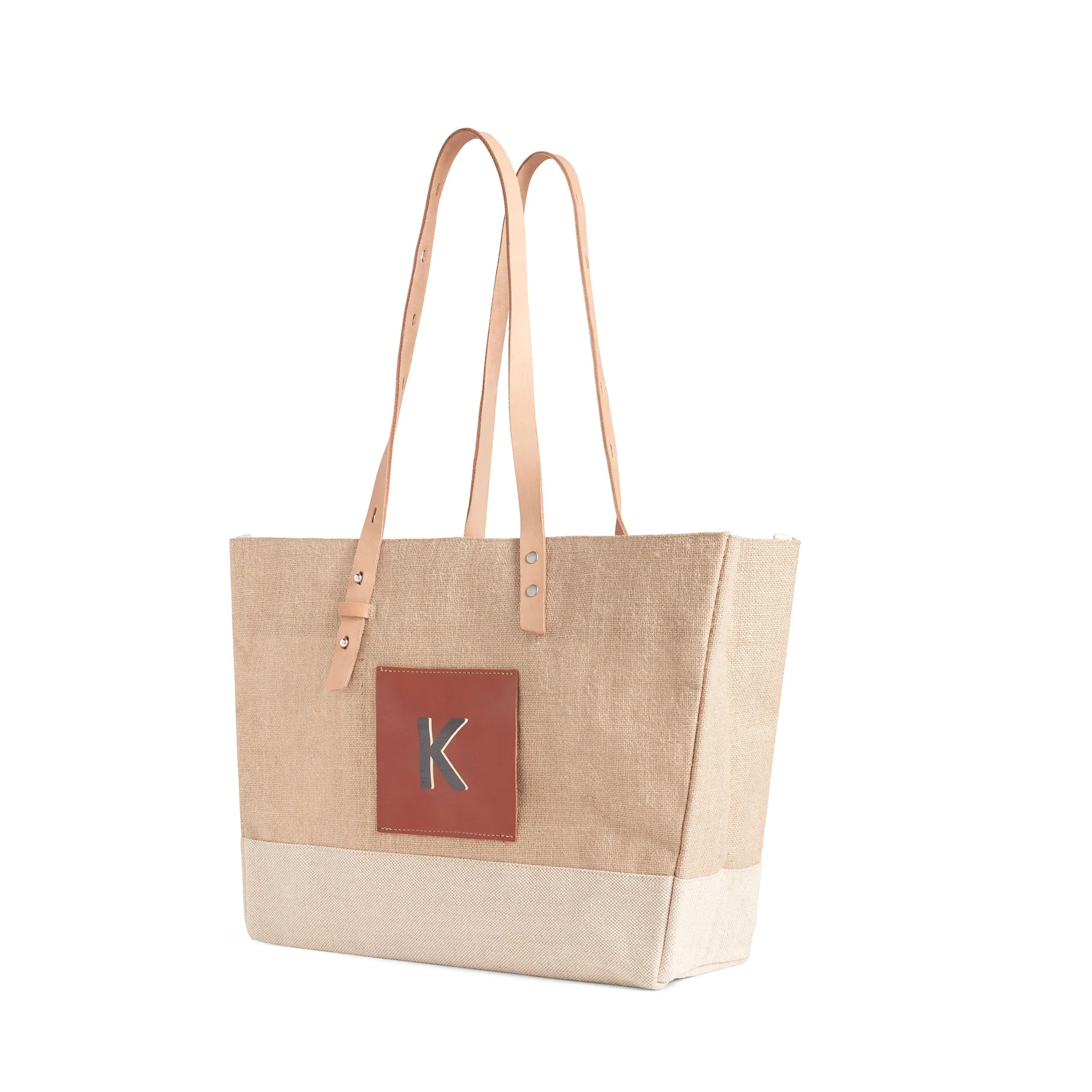 Shoulder Market Bag in Natural "Alphabet Collection"