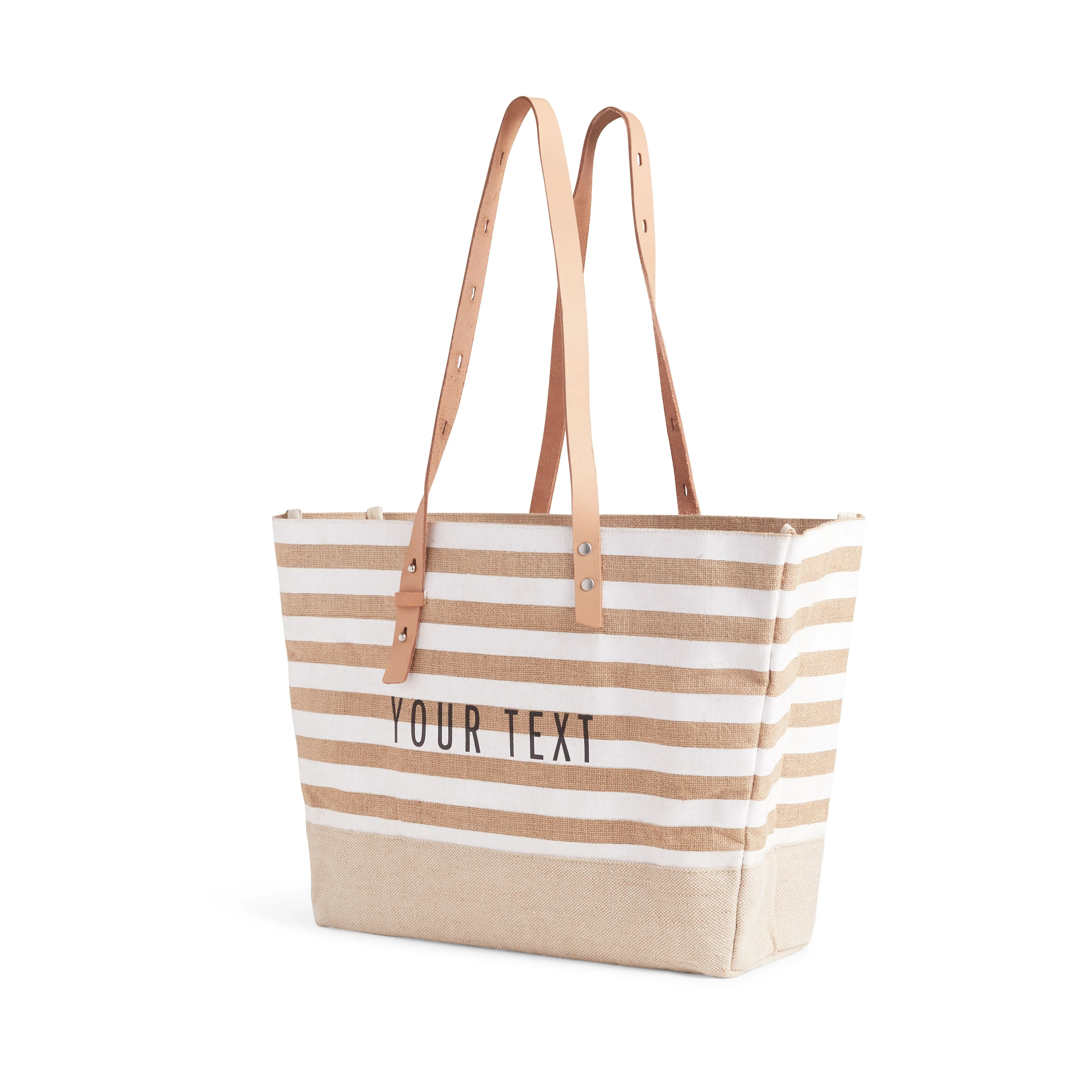 Shoulder Market Bag in White Stripe