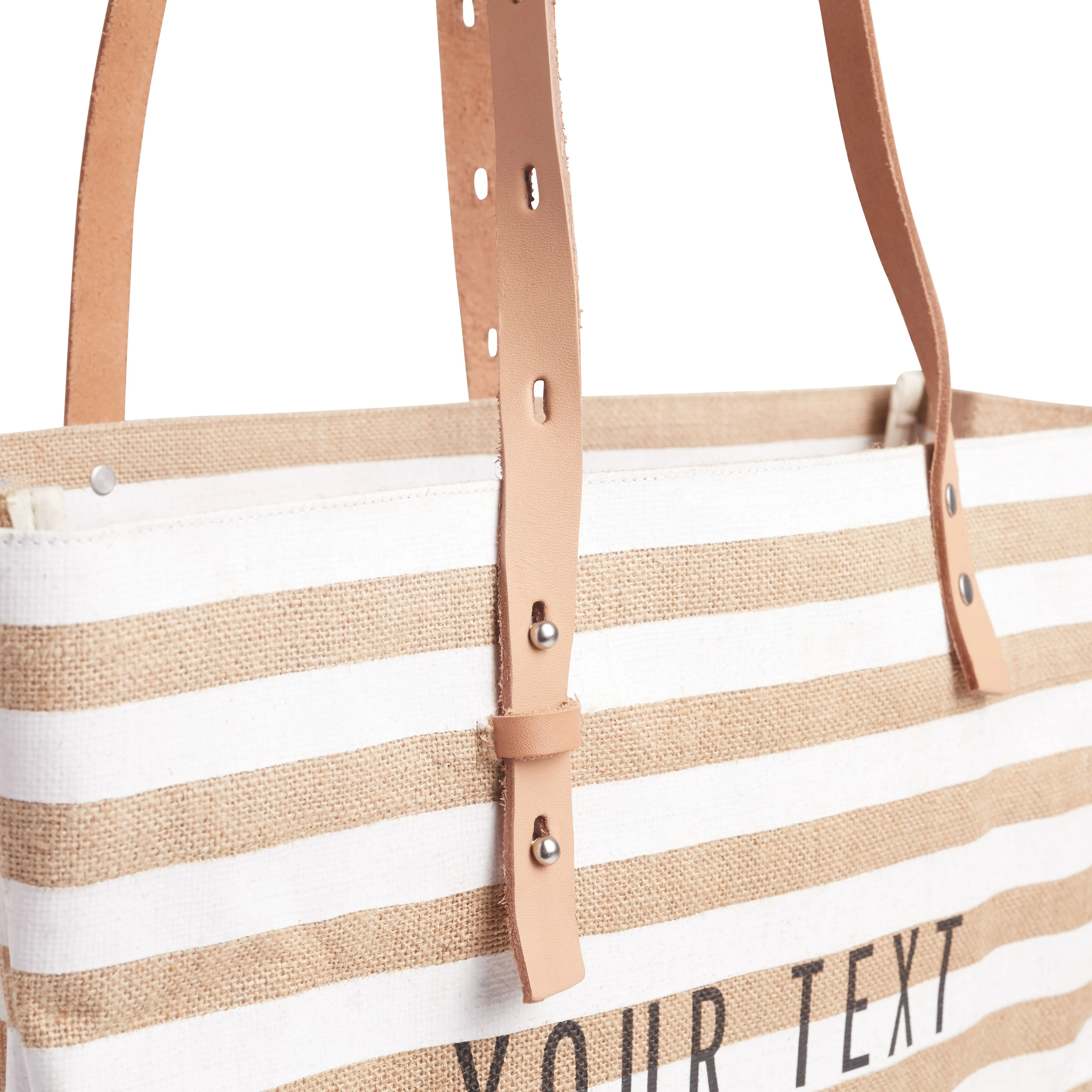 Shoulder Market Bag in White Stripe