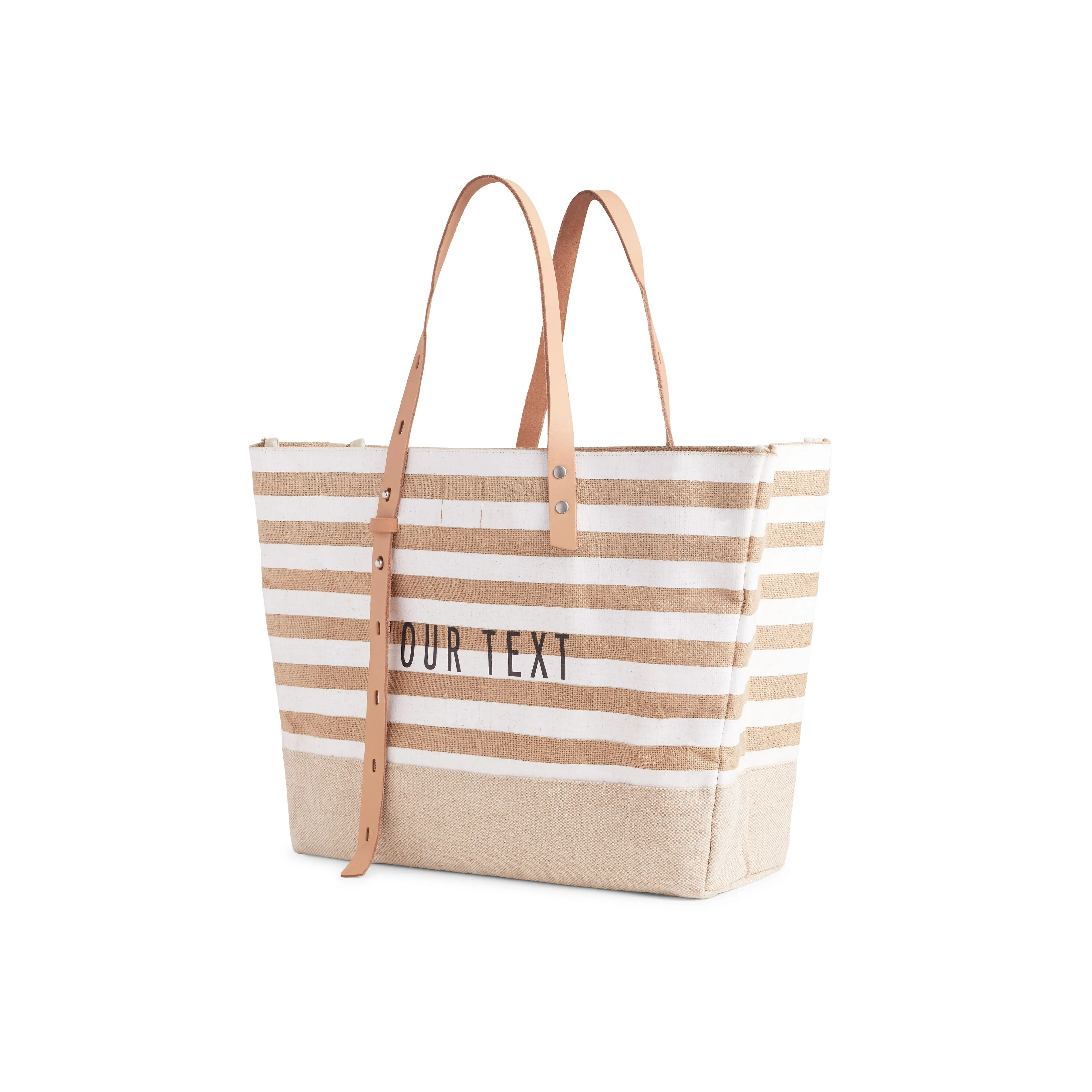 Shoulder Market Bag in White Stripe