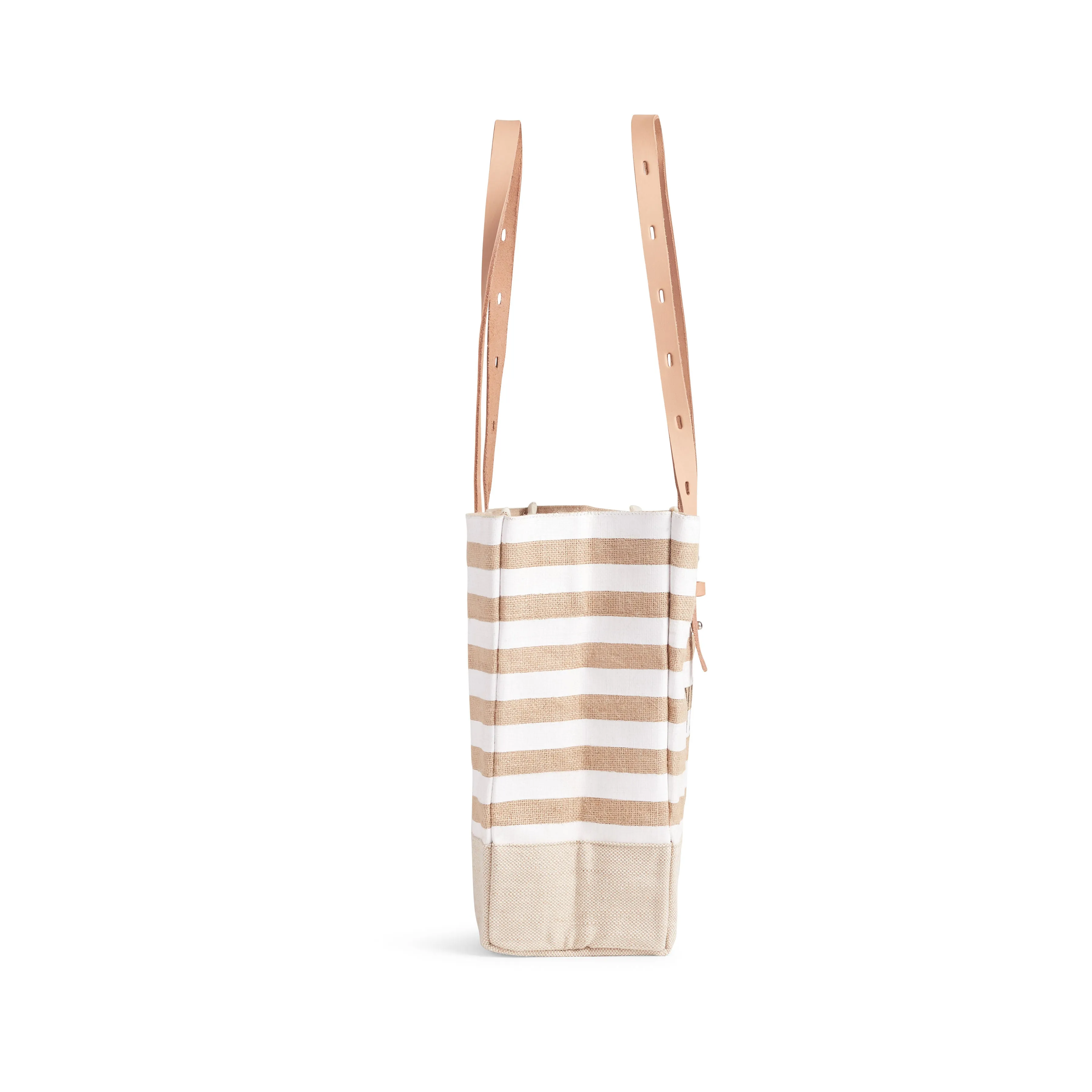 Shoulder Market Bag in White Stripe