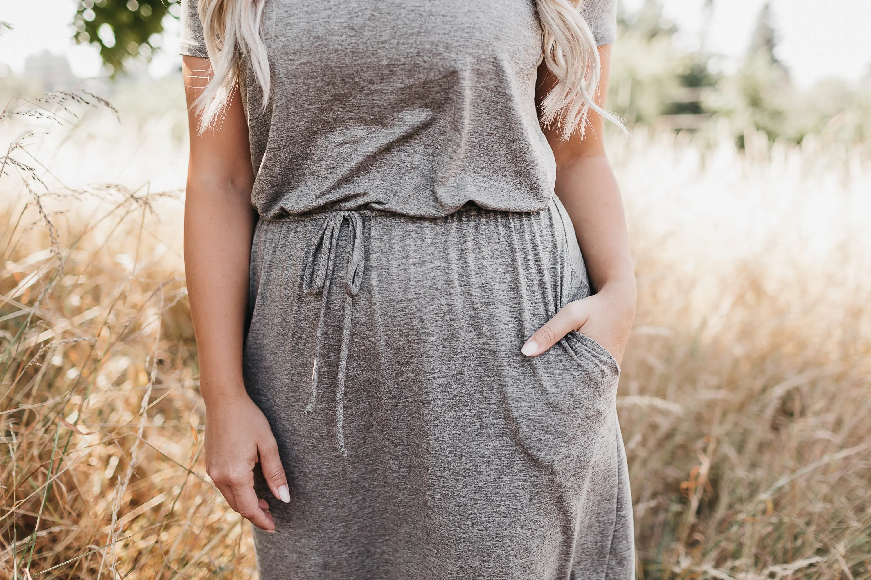 Sierra Basic Midi Dress in 2 Tone Olive