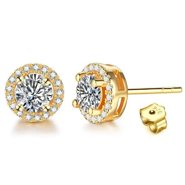 Simple Diamond Stud Earrings - 925 Sterling Silver