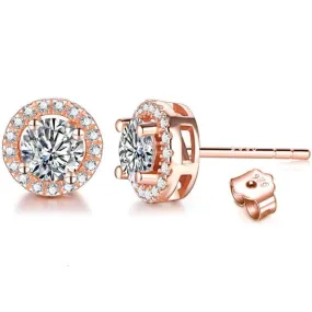 Simple Diamond Stud Earrings - 925 Sterling Silver