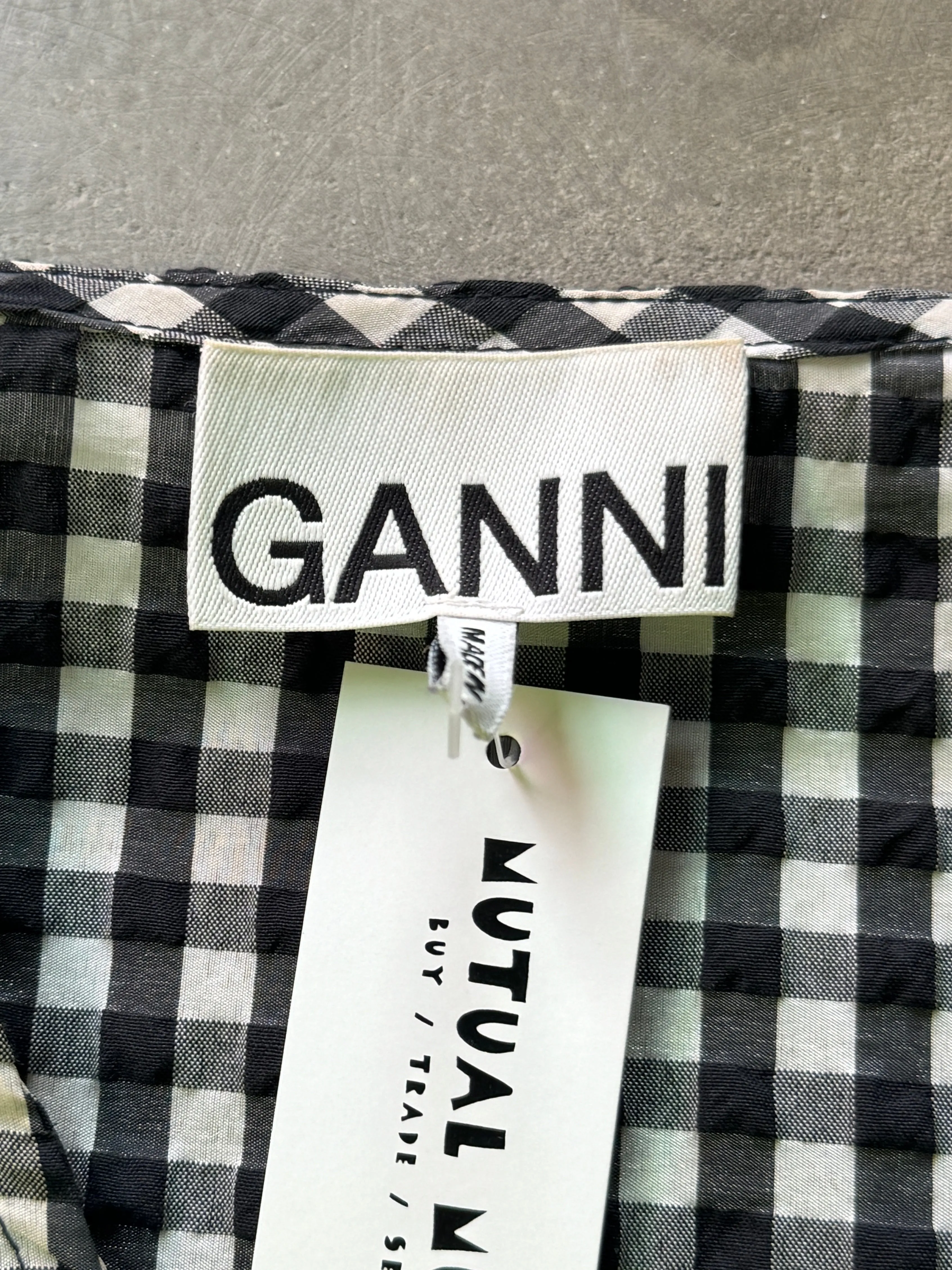 Size 12 - Ganni Black and White Gingham Top