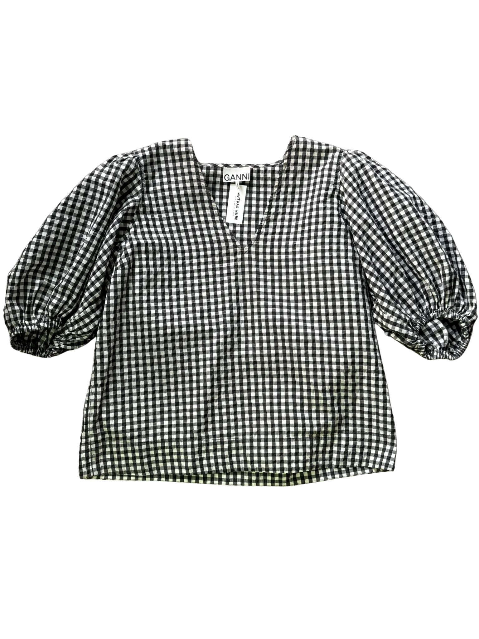 Size 12 - Ganni Black and White Gingham Top