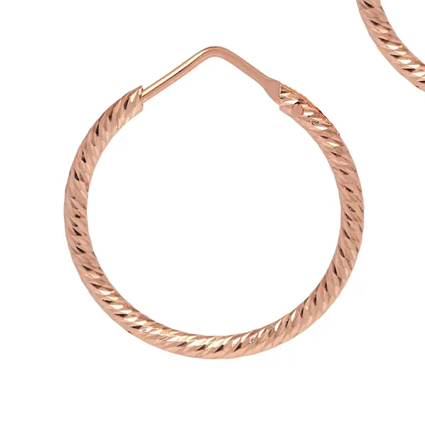 Sparkly Diamond-Cut Roma Hoops. XS   Small, Rose Gold