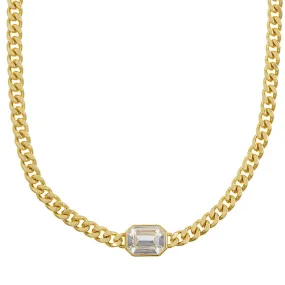 Statement Octagon Crystal Chain Necklace