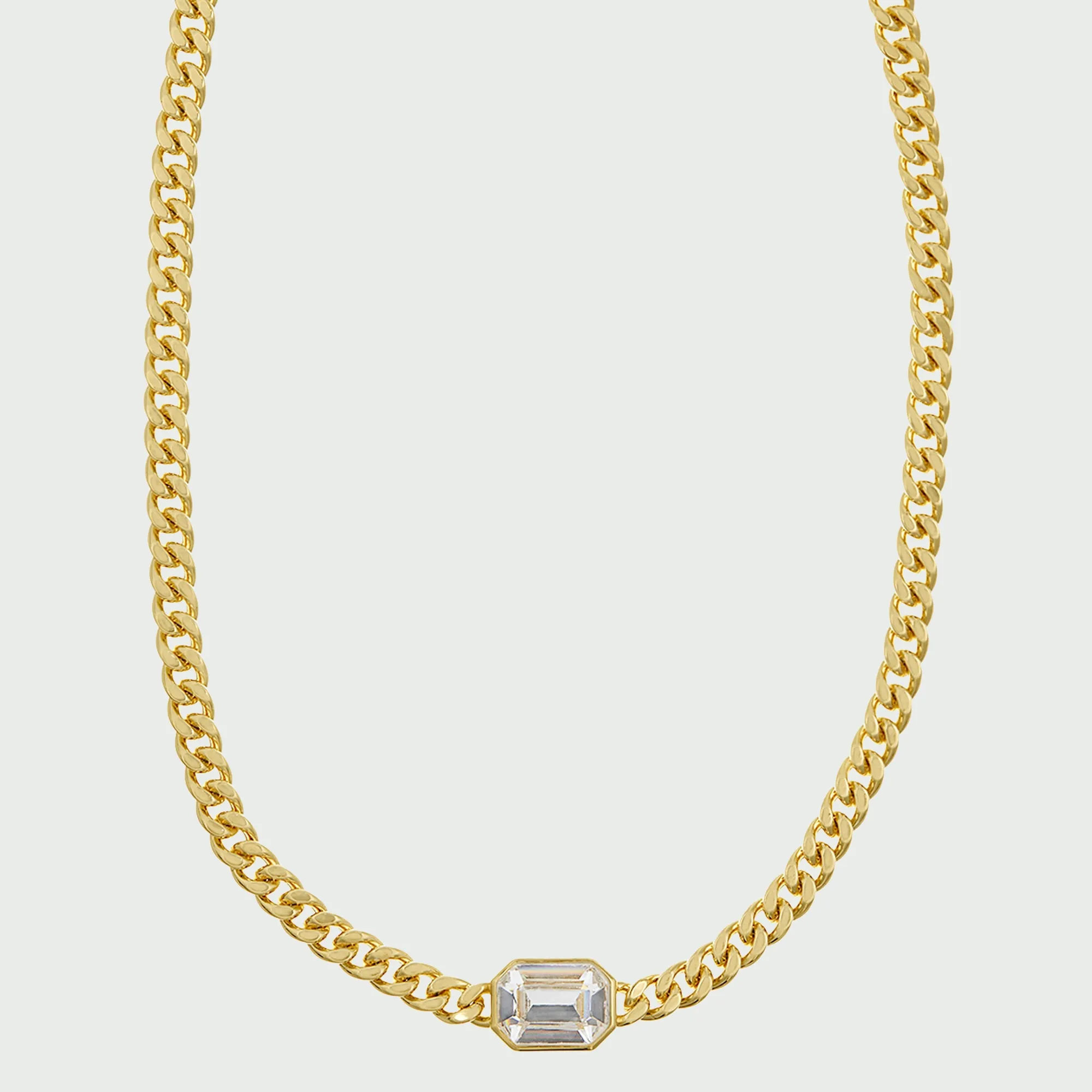 Statement Octagon Crystal Chain Necklace