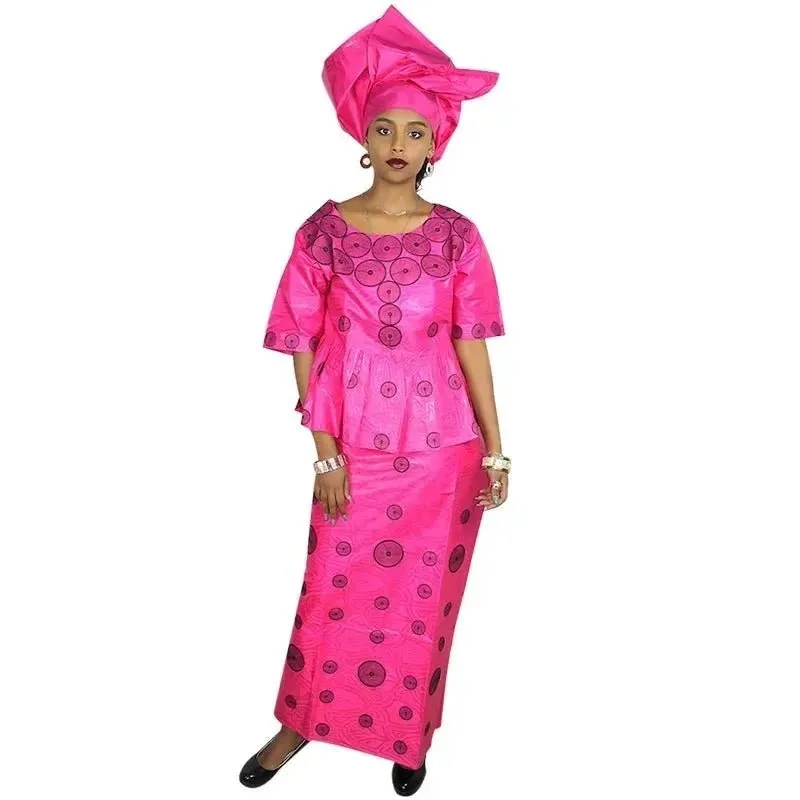 Stylish African Fashion: Embroidery Design Top with Rapper for Women's Attire