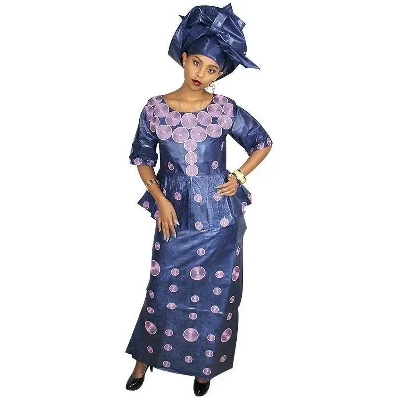 Stylish African Fashion: Embroidery Design Top with Rapper for Women's Attire