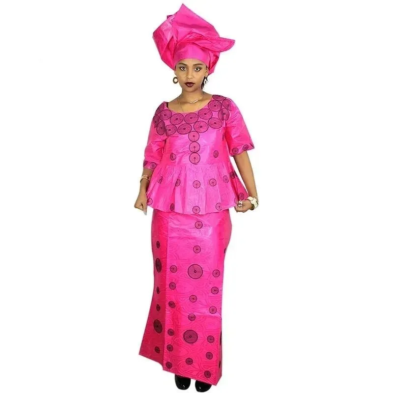 Stylish African Fashion: Embroidery Design Top with Rapper for Women's Attire