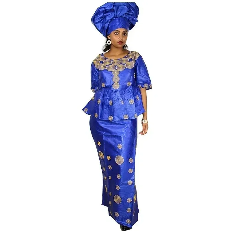 Stylish African Fashion: Embroidery Design Top with Rapper for Women's Attire