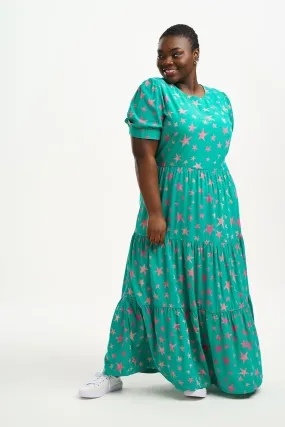 Sugarhill Brighton Portia Green Supernova Stars Maxi Batik Dress