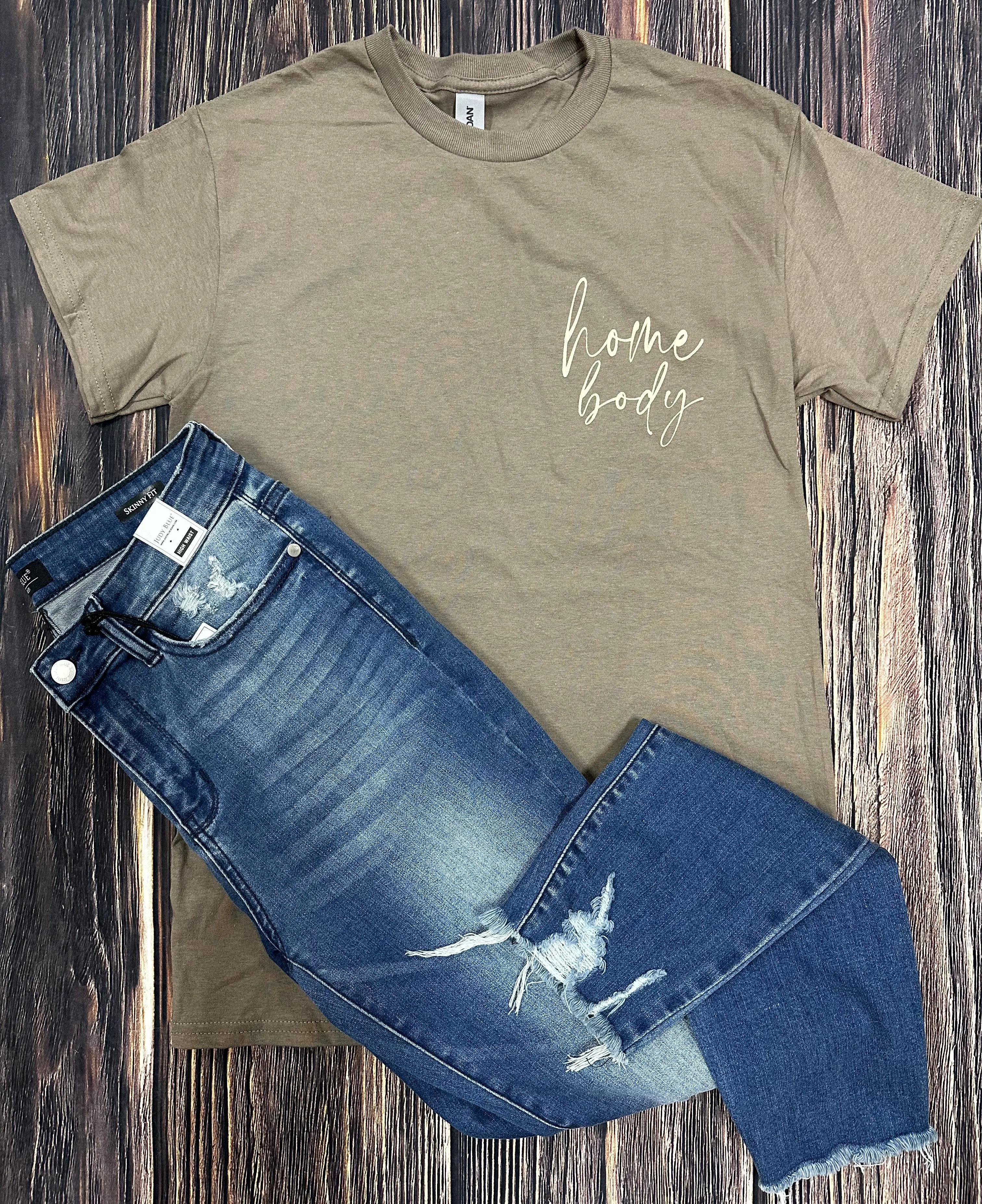 Taupe {HOMEBODY} Cream Puff Ink Crew Neck Tee