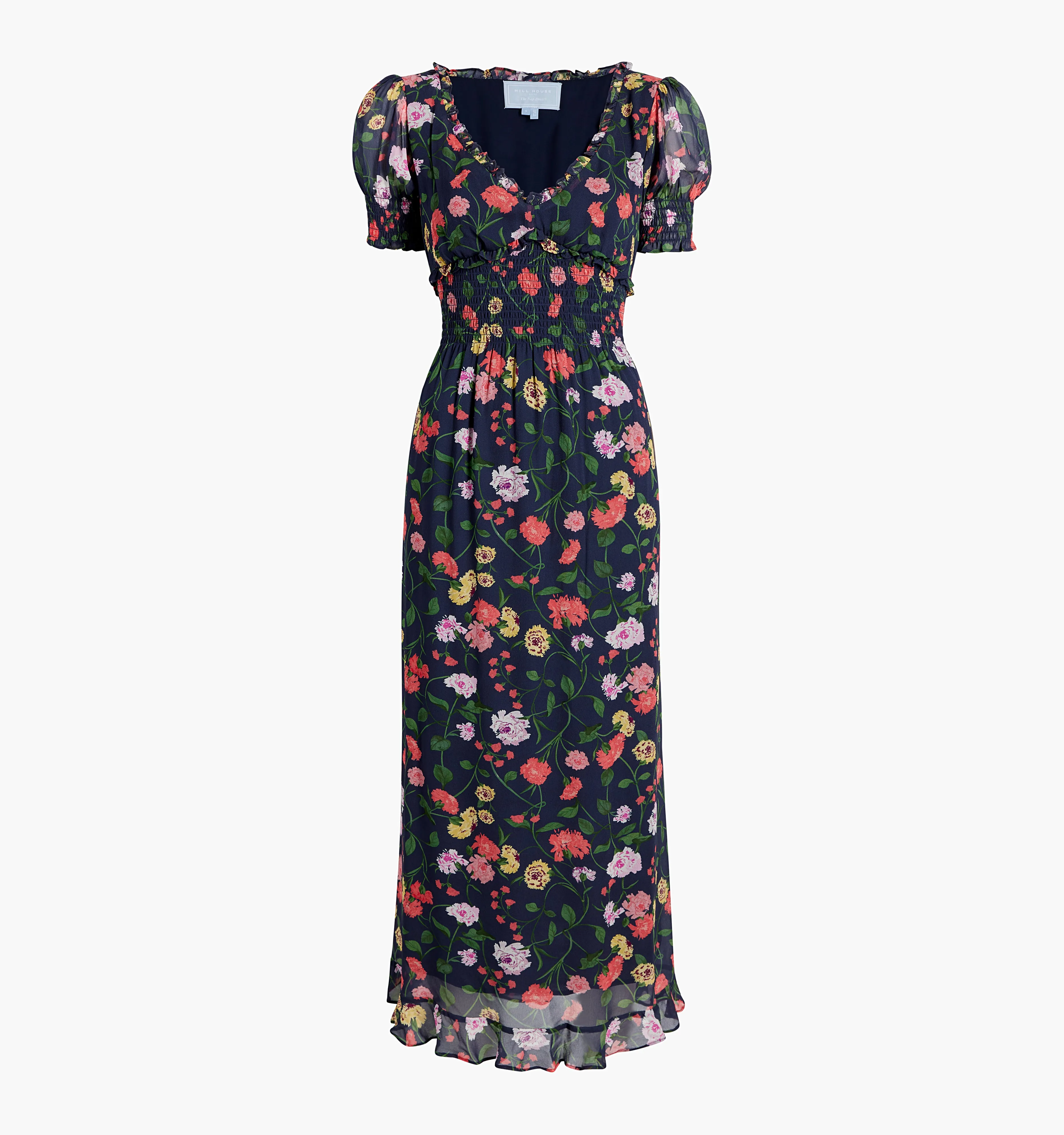 The Georgia Nap Dress - Navy Peony Bouquet