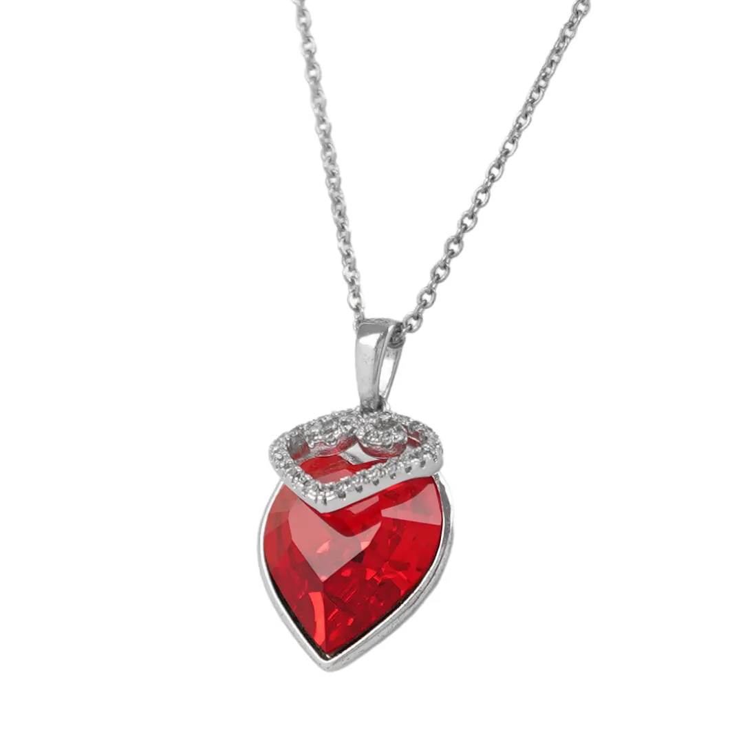 The HYACINTH Swarovski crystal princess heart platinum plated necklace