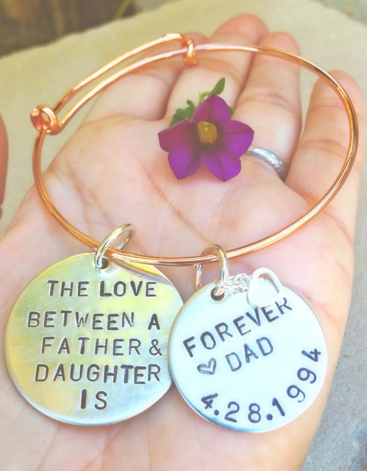 The Love Between A Father And Daughter Bangle Bracelet, Father Daughter Jewelry Gifts