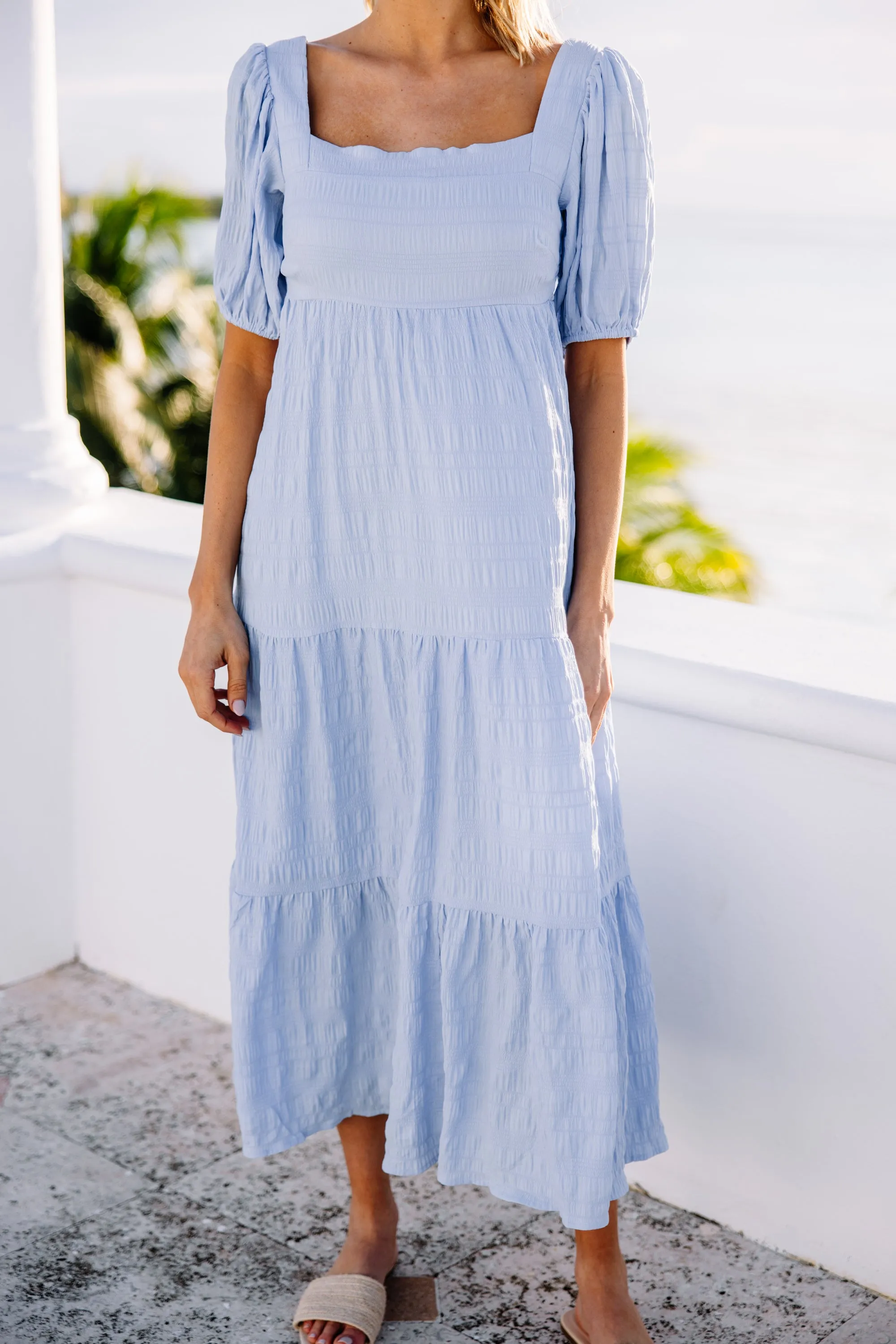 Think About It Light Blue Midi Dress