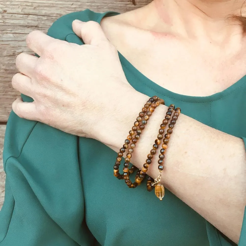 Tiger Eye Wrap Bracelet for Focus - Gold