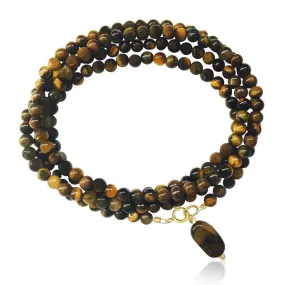 Tiger Eye Wrap Bracelet for Focus - Gold