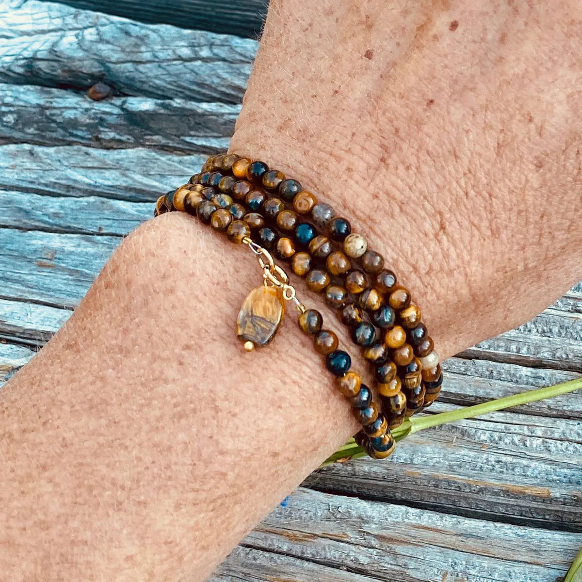 Tiger Eye Wrap Bracelet for Focus - Gold