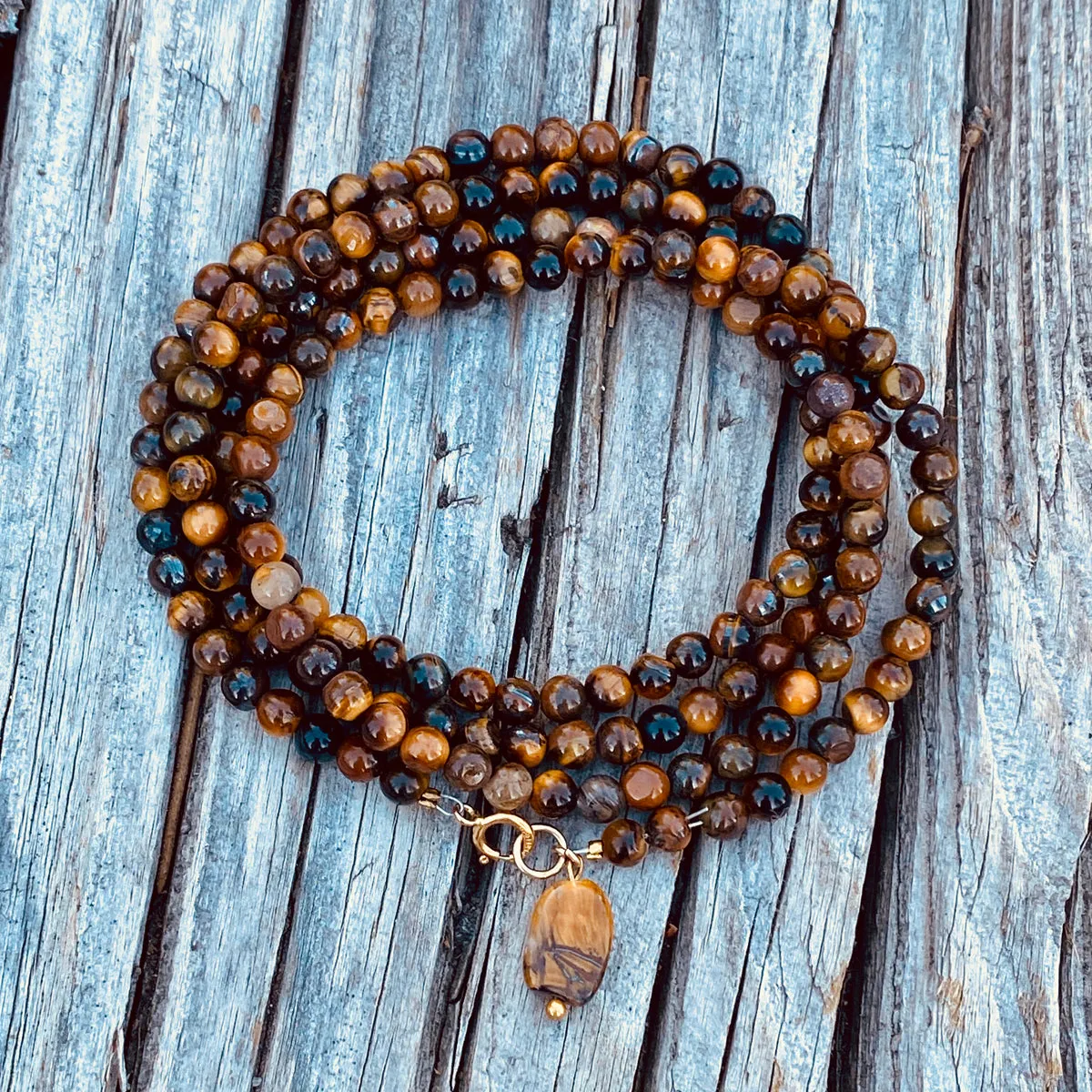 Tiger Eye Wrap Bracelet for Focus - Gold