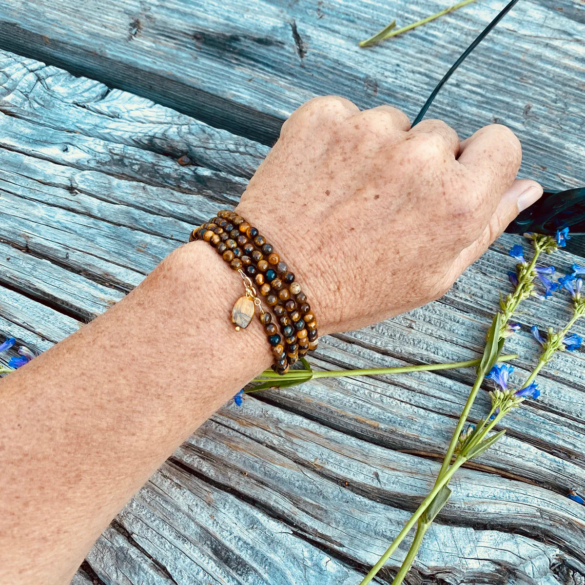 Tiger Eye Wrap Bracelet for Focus - Gold