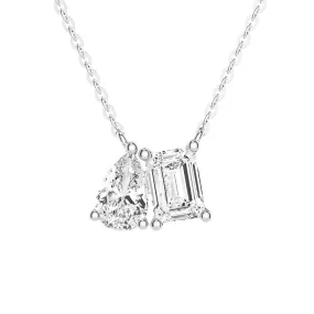 Toi Et Moi Emerald Cut & Pear Cut Pendant Necklace