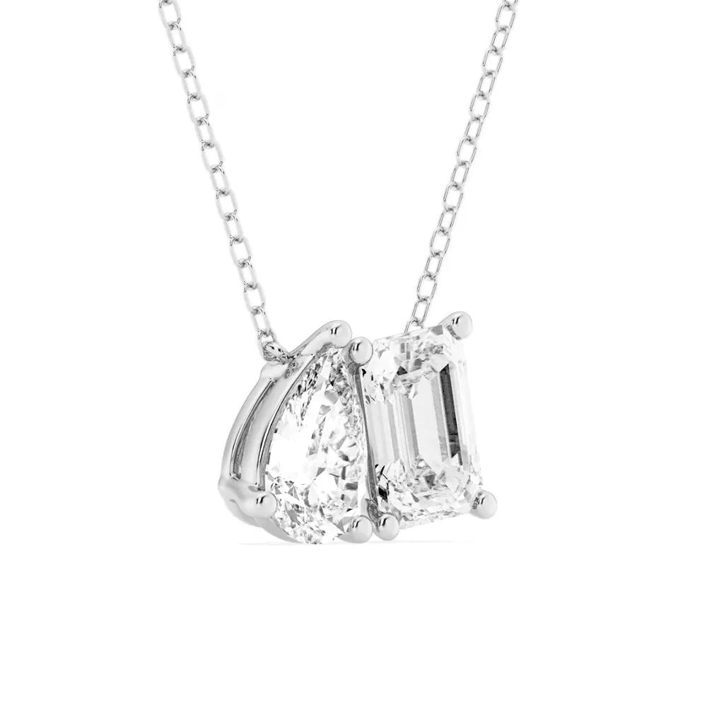 Toi Et Moi Emerald Cut & Pear Cut Pendant Necklace