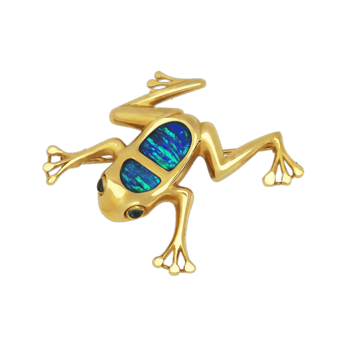 Tree Frog Opal & Emerald Brooch