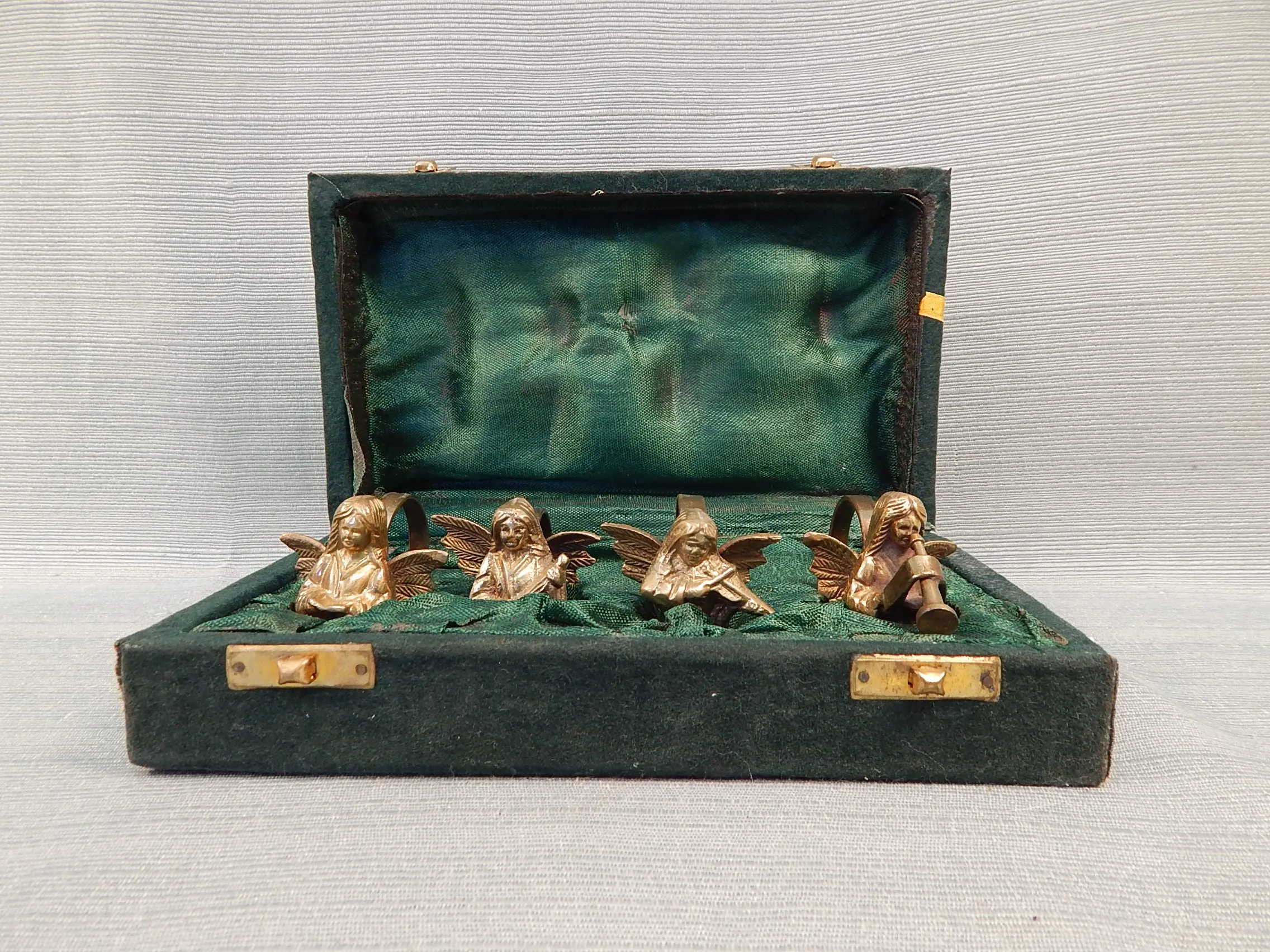 Vintage Brass Angel Carolers Napkin Rings - Set of 4