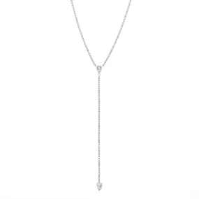 Water Resistant Crystal Y- Lariat Drop Tennis Chain Necklace silver