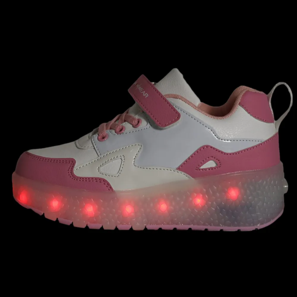 White/Pink Roller Light up Rechargeable Shoes