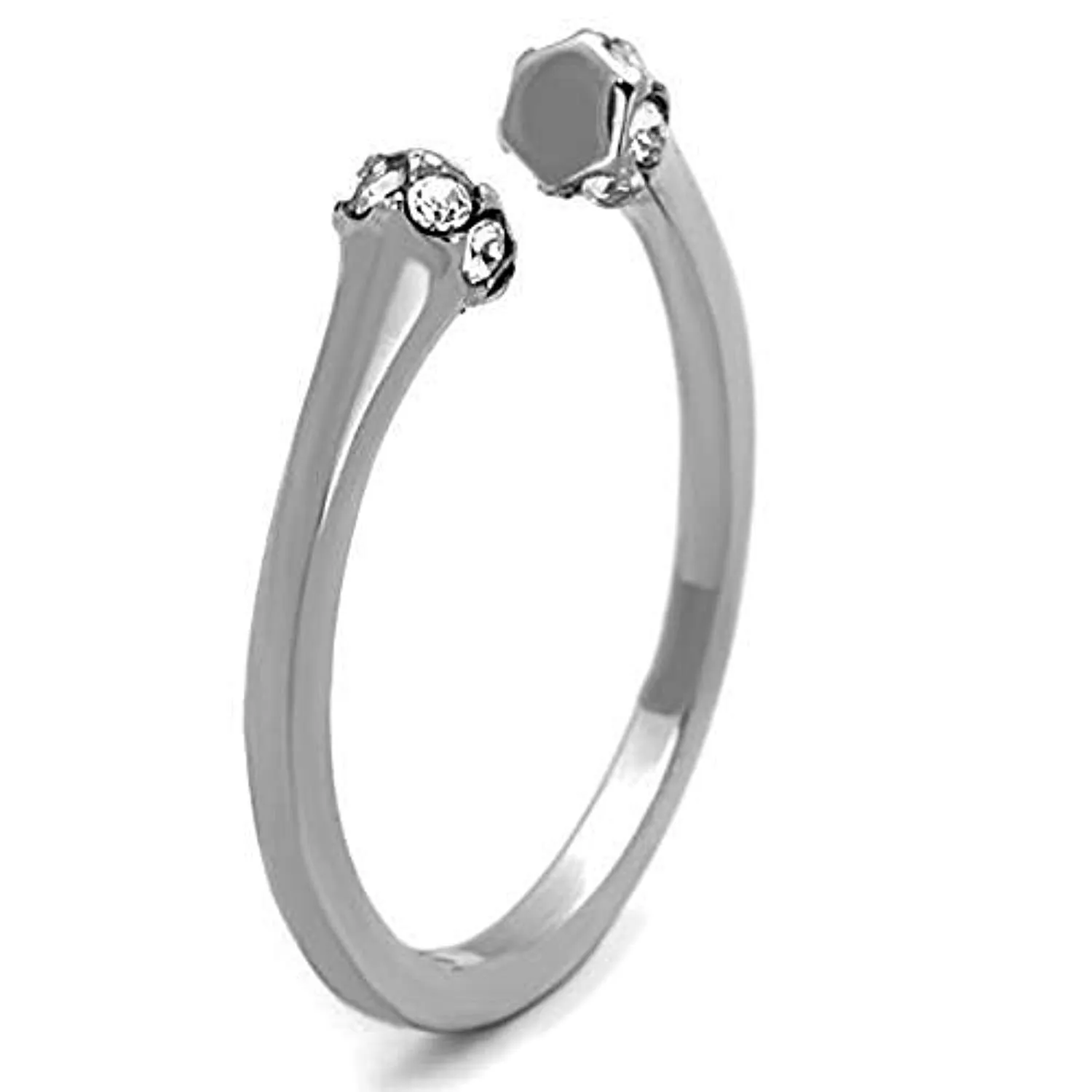 WildKlass Stainless Steel Ring High Polished (no Plating) Women Top Grade Crystal Clear