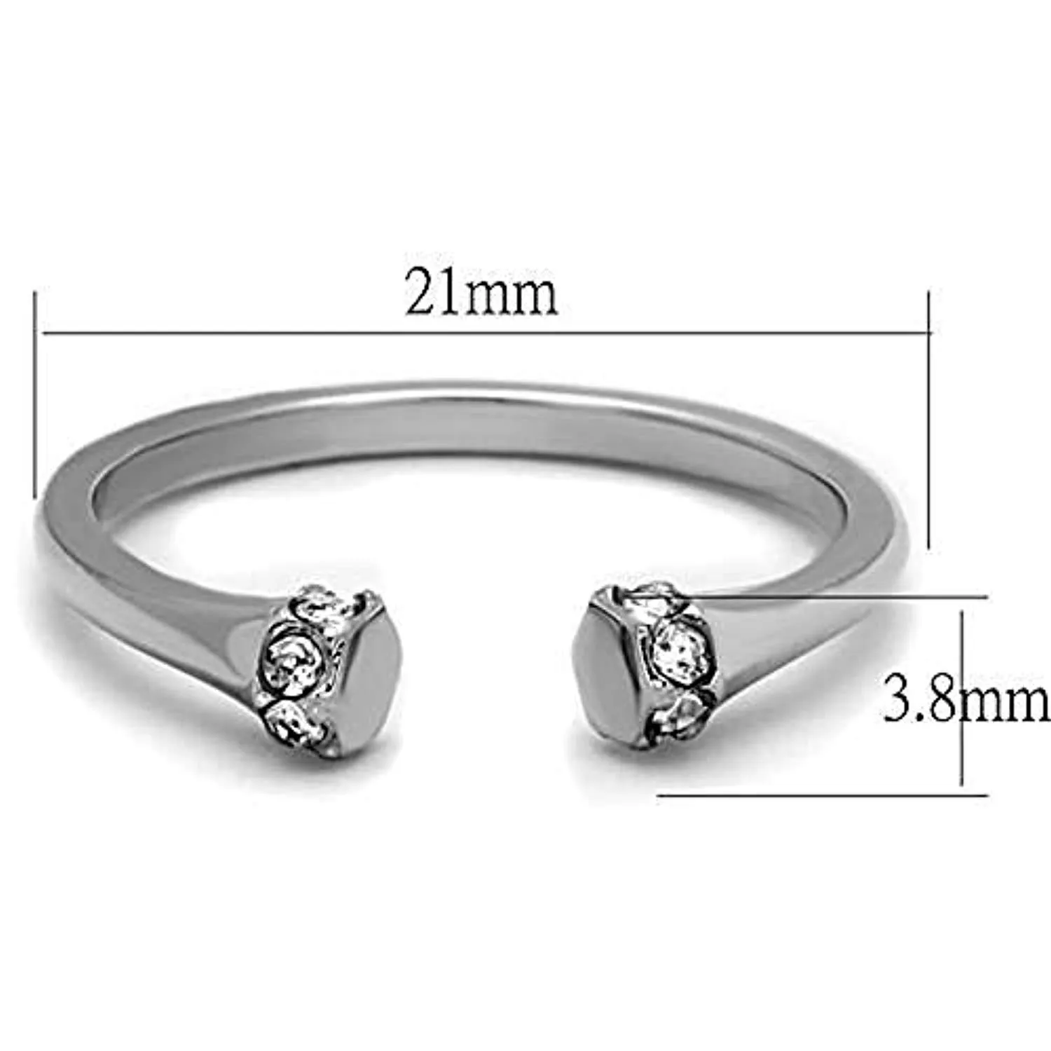 WildKlass Stainless Steel Ring High Polished (no Plating) Women Top Grade Crystal Clear