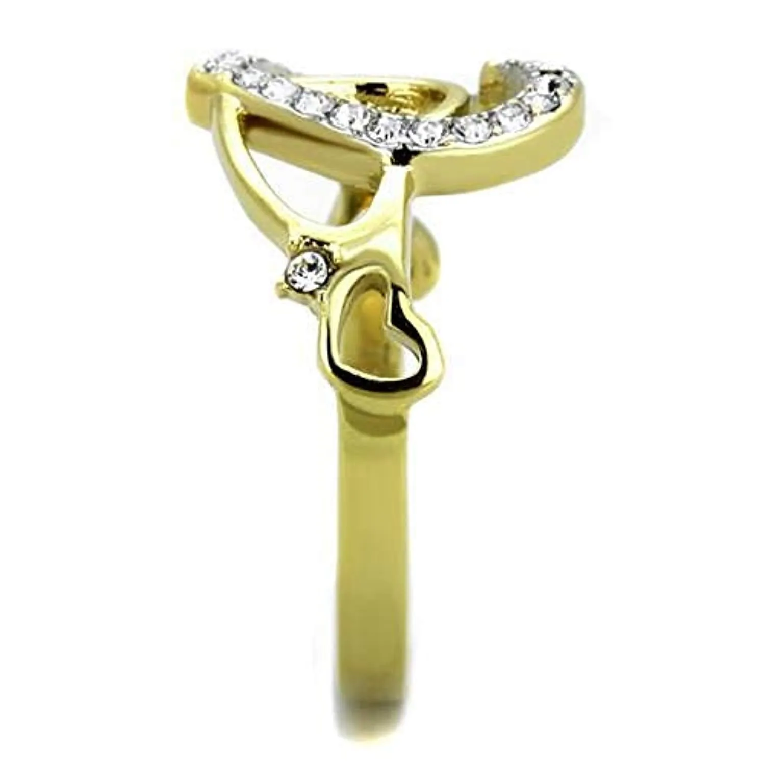 WildKlass Stainless Steel Ring Two-Tone IP Gold Women Top Grade Crystal Clear