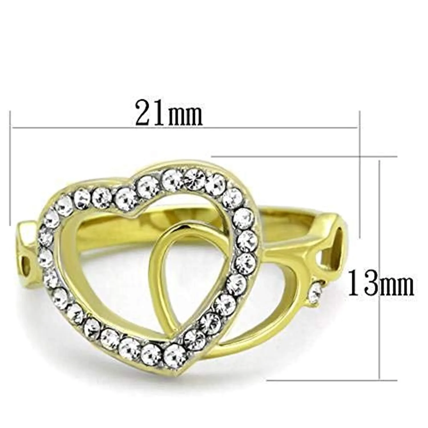 WildKlass Stainless Steel Ring Two-Tone IP Gold Women Top Grade Crystal Clear