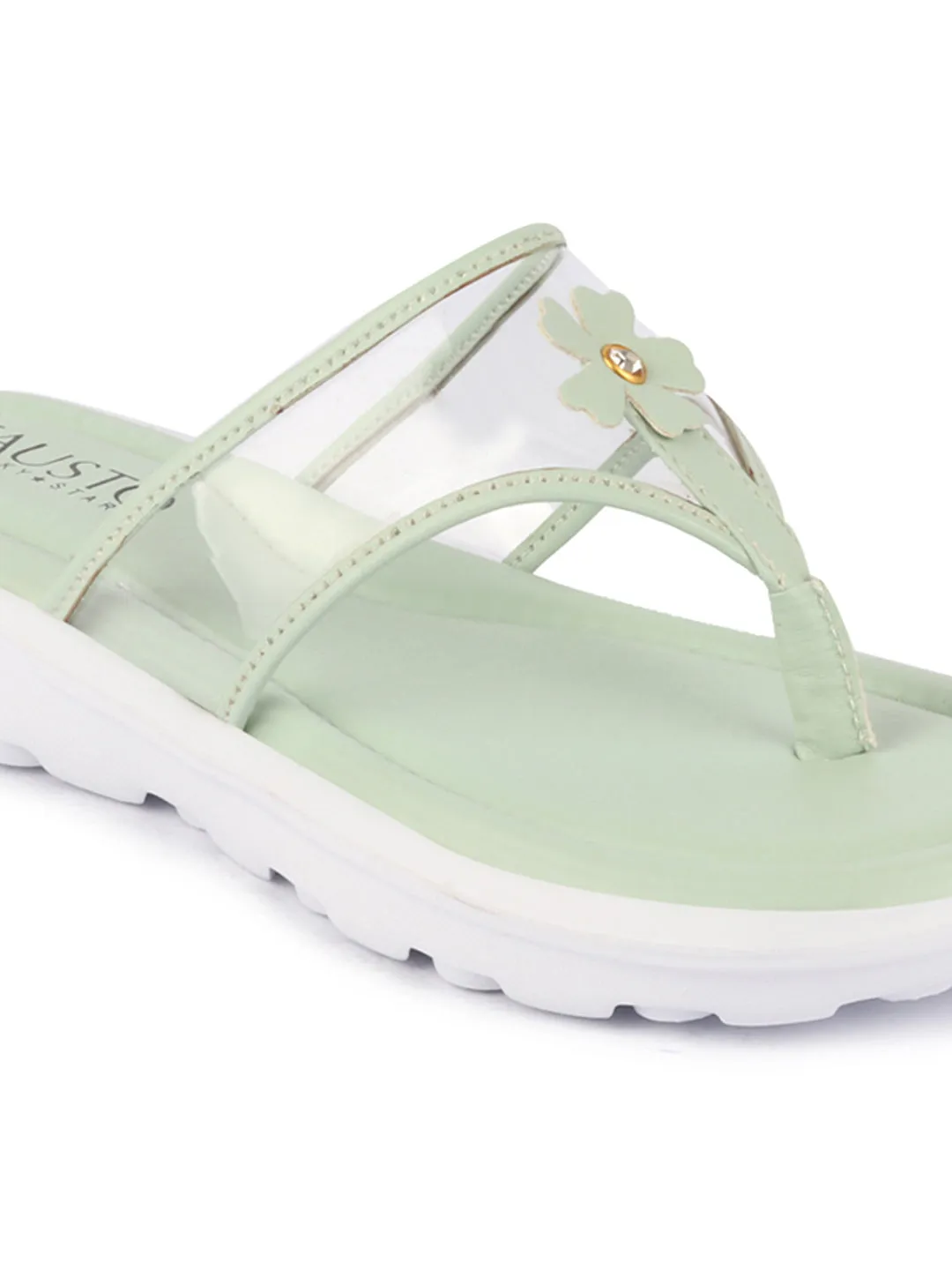 Women Green Casual Party Beach Fashion Stylish Floral Design Thong Flats Wedges Slipper