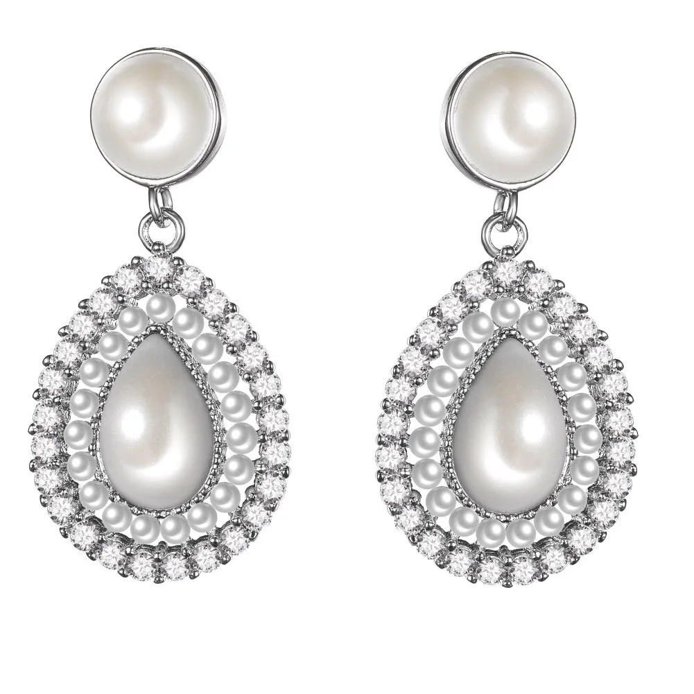 Women's Fashion CZ Pearl Earring