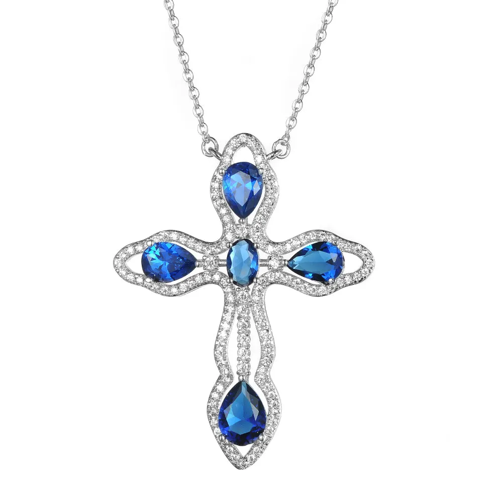 Womens's CZ  Pendant Cross Necklace