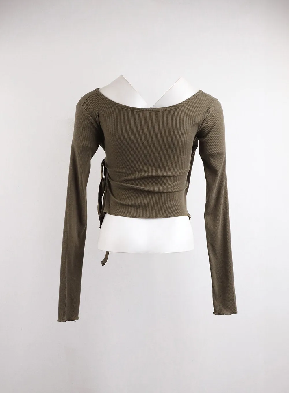 Wrap Tie V-Neck Crop Tee CJ416